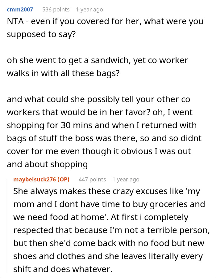 Guy Is Sick And Tired Of His Coworker Running Off And Leaving Him To Work Alone, Doesn't Cover For Her