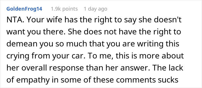 Husband Is Conflicted Over Who Is Right After Wife Tells Him That There Is No Way He&rsquo;ll Be In The Room When Their Child Is Born