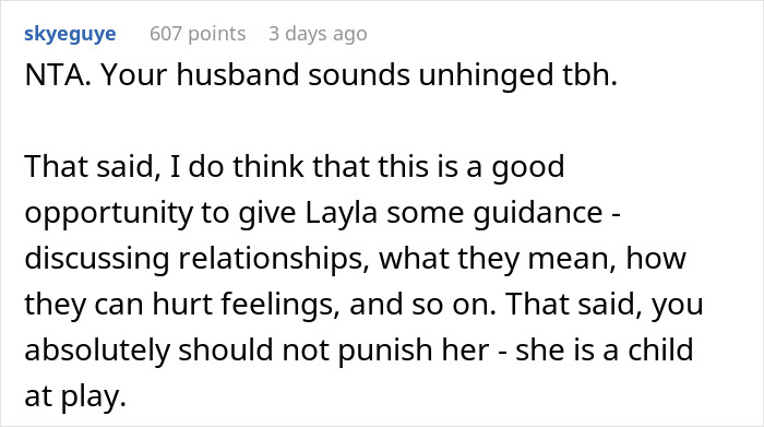 "My Husband Wants Us To Punish Layla": Parents Disagree Over Whether To Punish 7 Y.O. For &ldquo;Cheating On Boyfriend&rdquo;