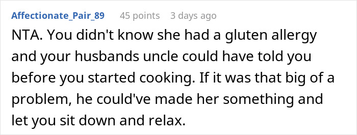 The Internet Backs Up This Woman For Refusing To Cook An Additional Gluten-Free Meal For A Family Friend After She Causes A Scene
