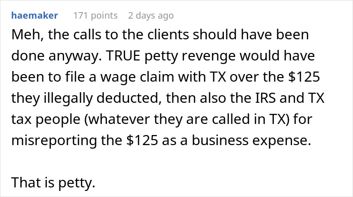 Boss Deducts $125 From Employee&rsquo;s Last Paycheck, Regrets It When She Costs Him $250,000