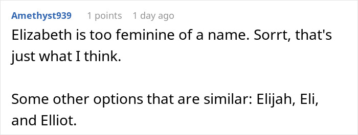 Parent Wants To Name Their Son Elizabeth, Gets A Reality Check Online Parent Wants To Name Their Son Elizabeth, Gets A Reality Check Online