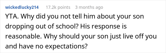 Man Gets Told To Leave When Wife Learned He Gave Son An Ultimatum After Discovering He Dropped Out