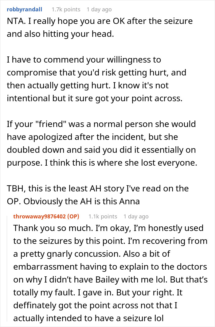 Woman Makes Her Friend Leave Her Service Dog In The Backyard, Is Upset Everyone Hates Her For It After The Woman Gets A Concussion From A Seizure