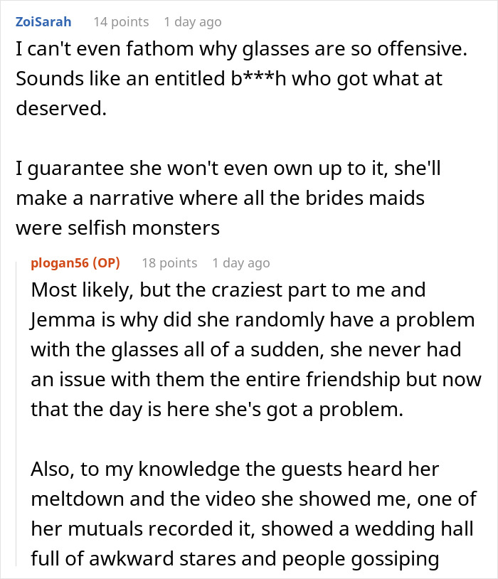 Bridezilla Has An Awkward Wedding With No Bridesmaids After They All Leave Over Her Mistreatment Of A Woman With Glasses
