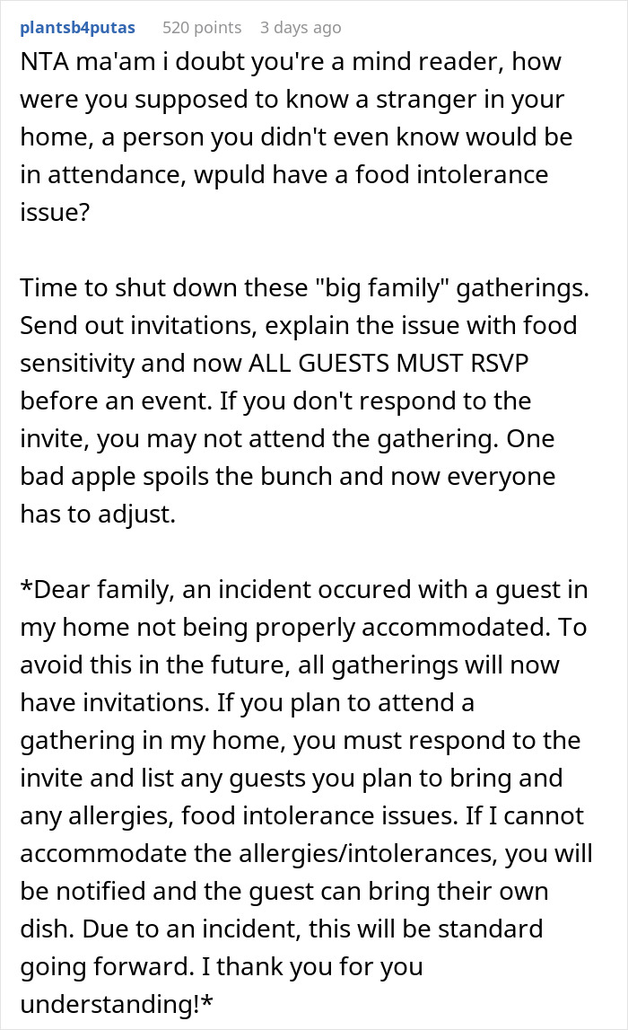 The Internet Backs Up This Woman For Refusing To Cook An Additional Gluten-Free Meal For A Family Friend After She Causes A Scene