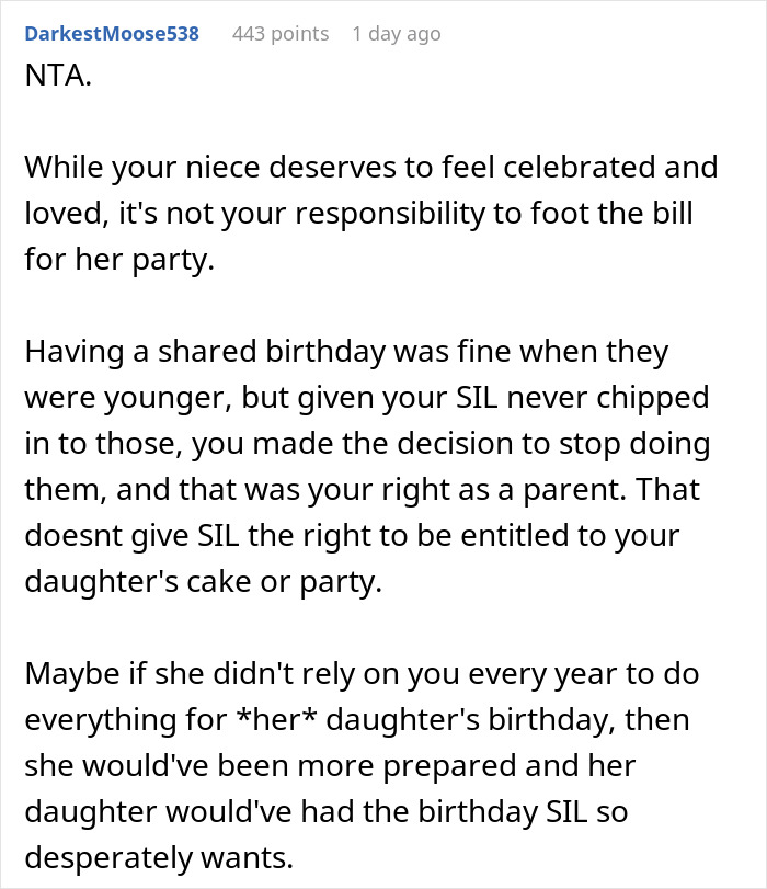 Mom Decides To Throw Her Daughter A Separate Birthday And Not Have A Double Party With Her Niece, Drama Ensues Mom Decides To Throw Her Daughter A Separate Birthday And Not Have A Double Party With Her Niece, Drama Ensues