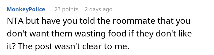 "Am I A Jerk For Letting My Roommate Go Hungry Because They Cannot Understand How Food Works?"