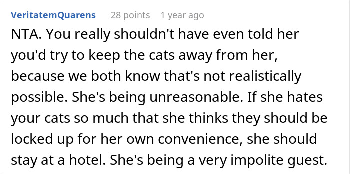 Brother And SIL Come To Visit But Are Upset The Homeowner’s Cat Is Free To Walk Around The House As They Get Startled By It Brother And SIL Come To Visit But Are Upset The Homeowner’s Cat Is Free To Walk Around The House As They Get Startled By It