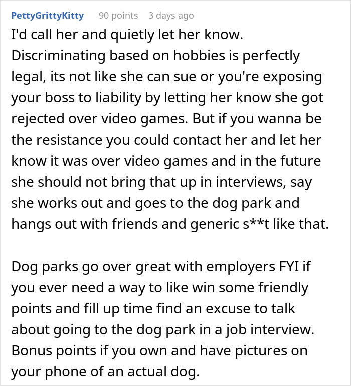 Boss Doesn’t Hire Woman Just Because She Plays Video Games In Her Free Time, Starting Online Outrage Boss Doesn’t Hire Woman Just Because She Plays Video Games In Her Free Time, Starting Online Outrage