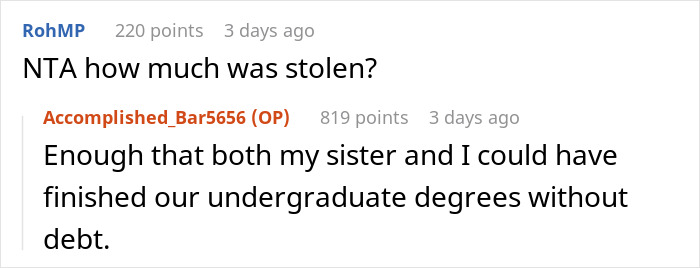 Family Are Furious With Daughter After She Sues Them For Stealing Her College Fund So Their Son Could Have A Grand Wedding