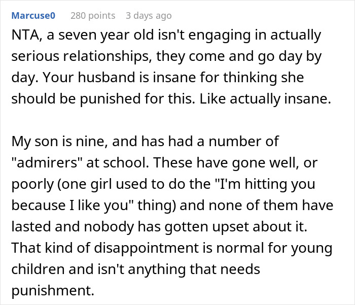 "My Husband Wants Us To Punish Layla": Parents Disagree Over Whether To Punish 7 Y.O. For &ldquo;Cheating On Boyfriend&rdquo;