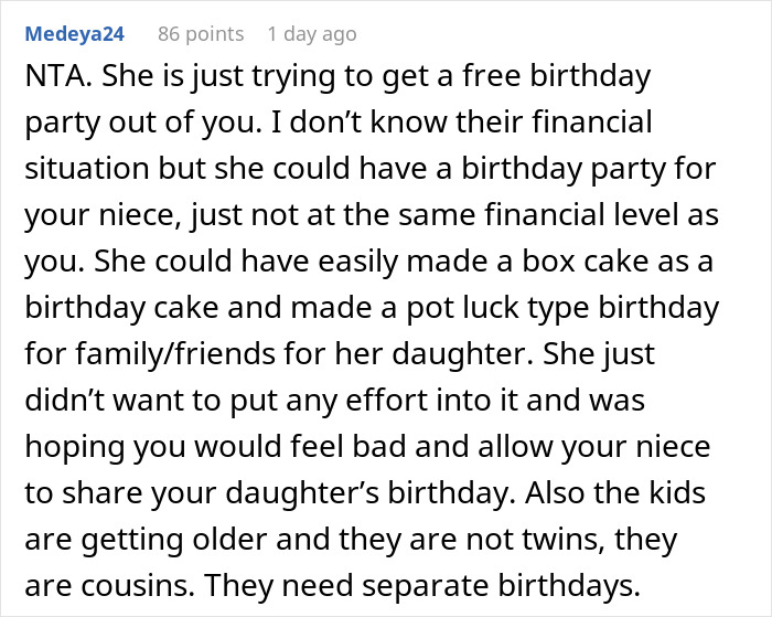 Mom Decides To Throw Her Daughter A Separate Birthday And Not Have A Double Party With Her Niece, Drama Ensues Mom Decides To Throw Her Daughter A Separate Birthday And Not Have A Double Party With Her Niece, Drama Ensues
