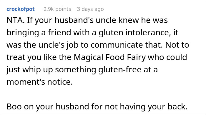 The Internet Backs Up This Woman For Refusing To Cook An Additional Gluten-Free Meal For A Family Friend After She Causes A Scene