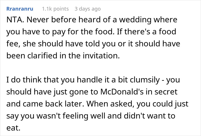 &ldquo;Am I A Jerk For Leaving A Wedding To Eat At McDonald&rsquo;s?&rdquo;: Bride Lied To Her Guest When She Told Her She Wouldn't Have To Pay For Anything At The Wedding