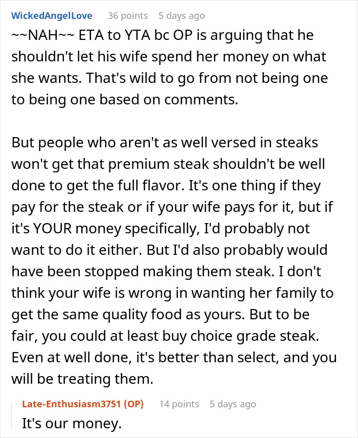 Man Buys Lower-Grade Steaks For His In-Laws And Wagyu For His Parents, Wonders If That’s Fair Man Buys Lower-Grade Steaks For His In-Laws And Wagyu For His Parents, Wonders If That’s Fair