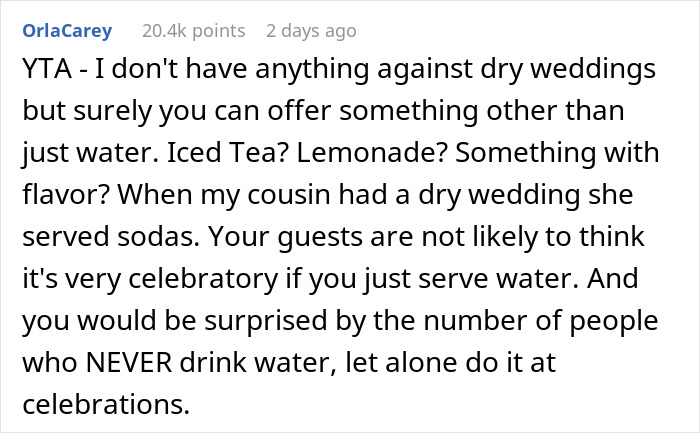 &ldquo;Am I A Jerk For Having A Dry Wedding And Serving Only Water For Drinks?&rdquo;: The Internet Gives This Engaged Woman A Reality Check