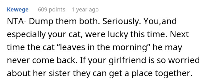 Man Gives His Pregnant SIL The Boot Upon Finding Out She Abandoned His Cat On The Streets Man Gives His Pregnant SIL The Boot Upon Finding Out She Abandoned His Cat On The Streets