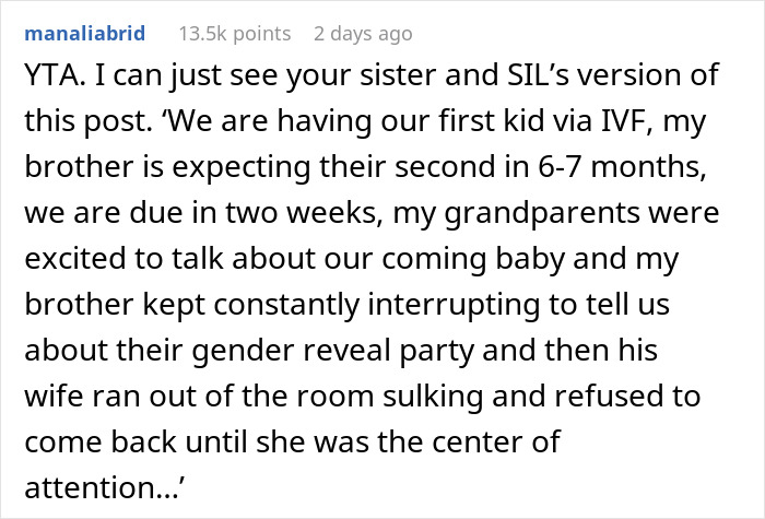 Man Throws Tantrum Over Sister&rsquo;s 38-Week IVF Pregnancy Getting More Attention Than His Wife&rsquo;s, Gets A Reality Check