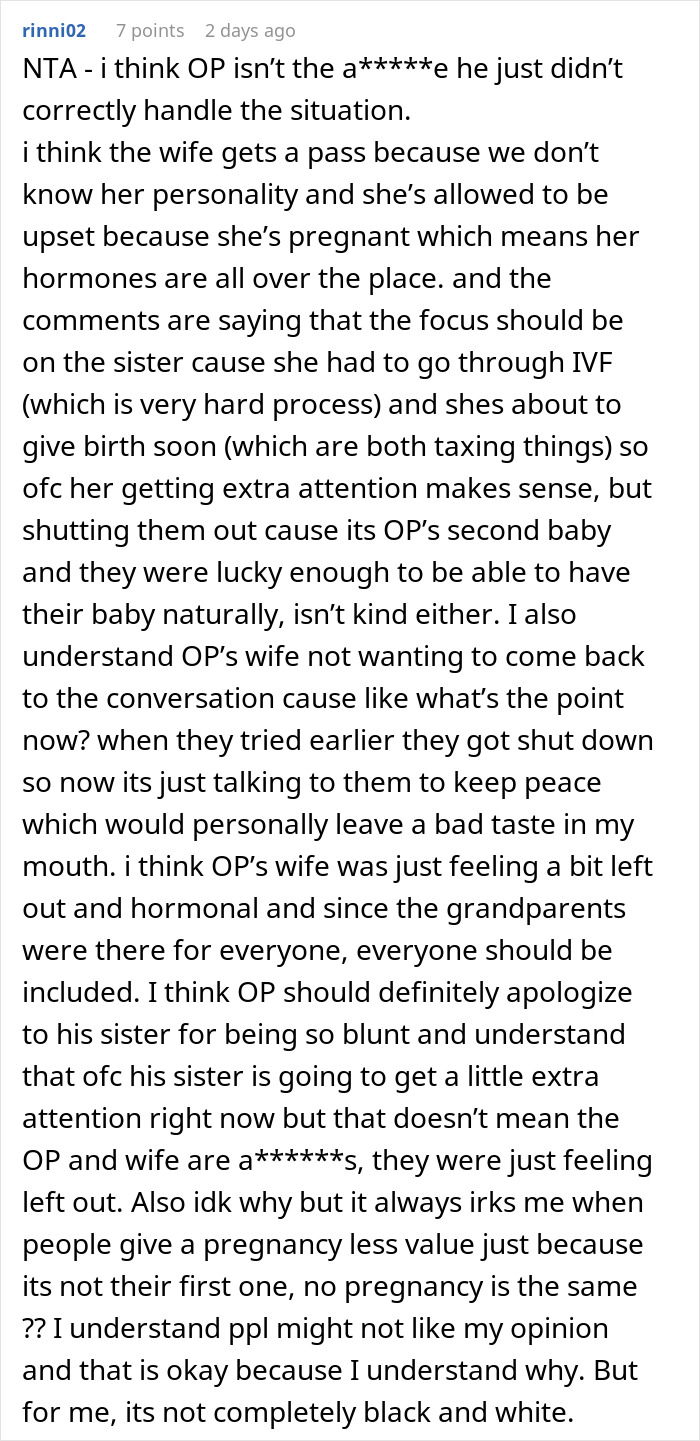 Man Throws Tantrum Over Sister&rsquo;s 38-Week IVF Pregnancy Getting More Attention Than His Wife&rsquo;s, Gets A Reality Check