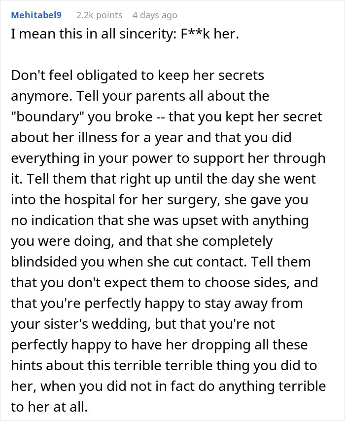 "She Said That My Anxiety Over Her Health Issues Was Too Much": Family Drama Arises As Woman Cuts Off Contact With Her 'Too Intrusive' Sibling