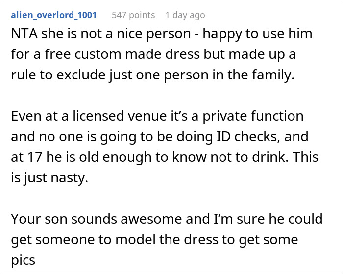 Teenager Spends Loads Of Time Making His Aunt's Wedding Dress Worth $22k-$25k For Free, She Doesn't Even Invite Him