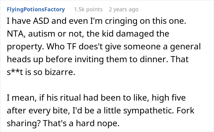 Parents Livid After Dinner Guest Doesn&rsquo;t Participate In Their Son&rsquo;s Autistic Ritual, Causing Chaos And Broken Plates