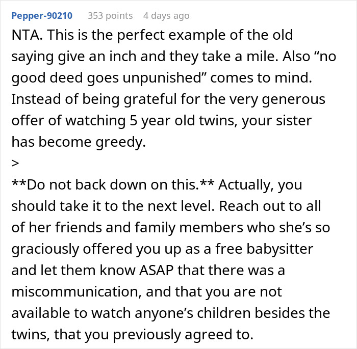Bride Assures Guests That Her Sister Will Look After Their Kids During Wedding When She’d Never Agreed To It, Is Shocked When She Refuses Bride Assures Guests That Her Sister Will Look After Their Kids During Wedding When She’d Never Agreed To It, Is Shocked When She Refuses