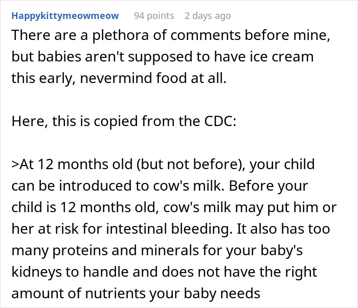 Woman Feeds 2-Month-Old Granddaughter Ice Cream Despite Her Parents Repeatedly Saying No, Is Not Ready For The Consequences