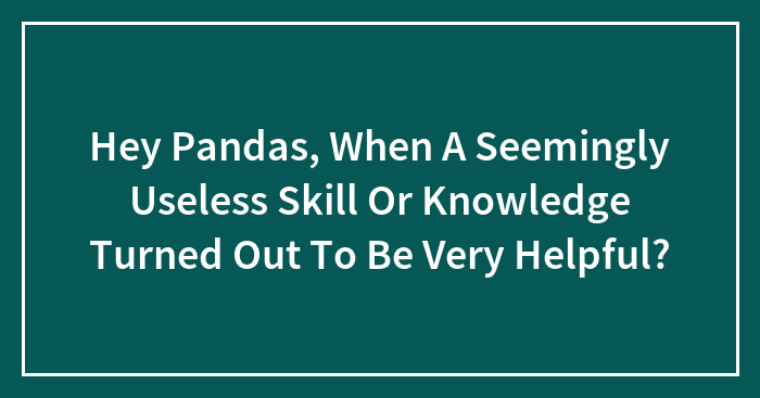 Hey Pandas, When A Seemingly Useless Skill Or Knowledge Turned Out To Be Very Helpful? (Closed)