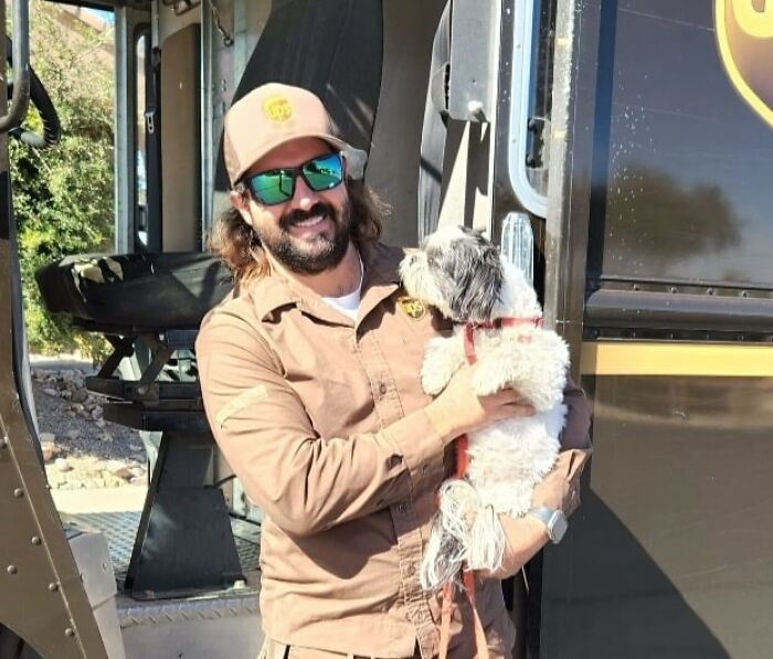 This Is Mark, Our Awesome UPS Driver In Green Valley, Arizona, Holding Yumi