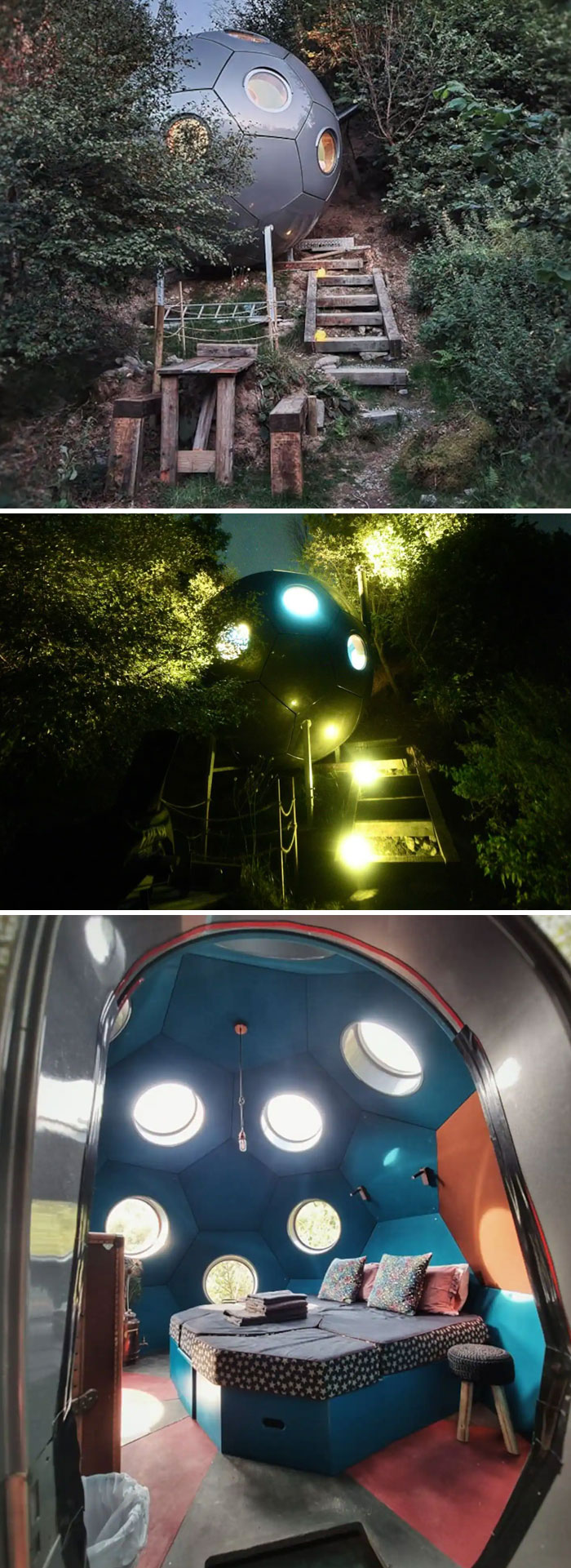 Moon Conker, Unique Riverside Tree Pod. Llanafan-Fawr, Wales, United Kingdom