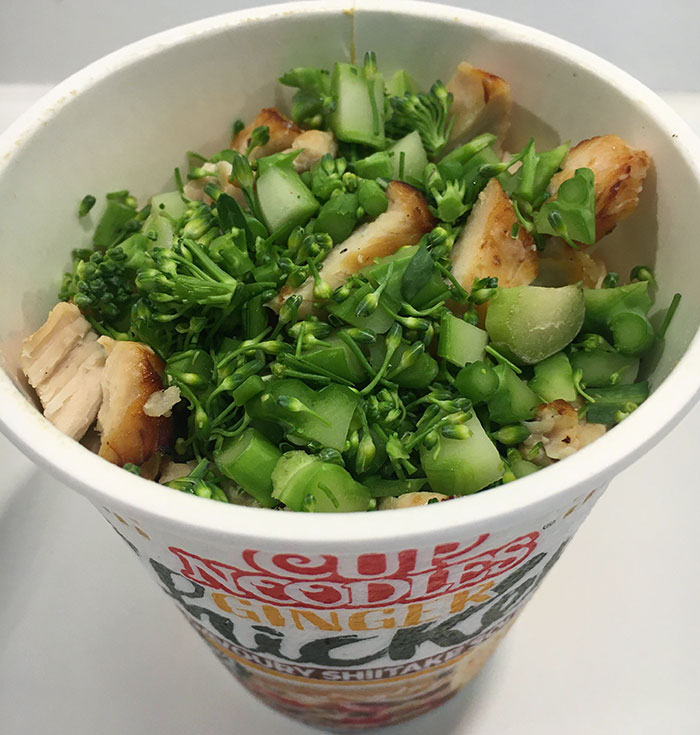 Turn On The Water Kettle, Open Up A Bag Of Pre-Cooked Chicken Pieces, And Chop Up A Handful Of Greens Or Herbs. The Result - Luxury Noodle Soup In 10 Minutes