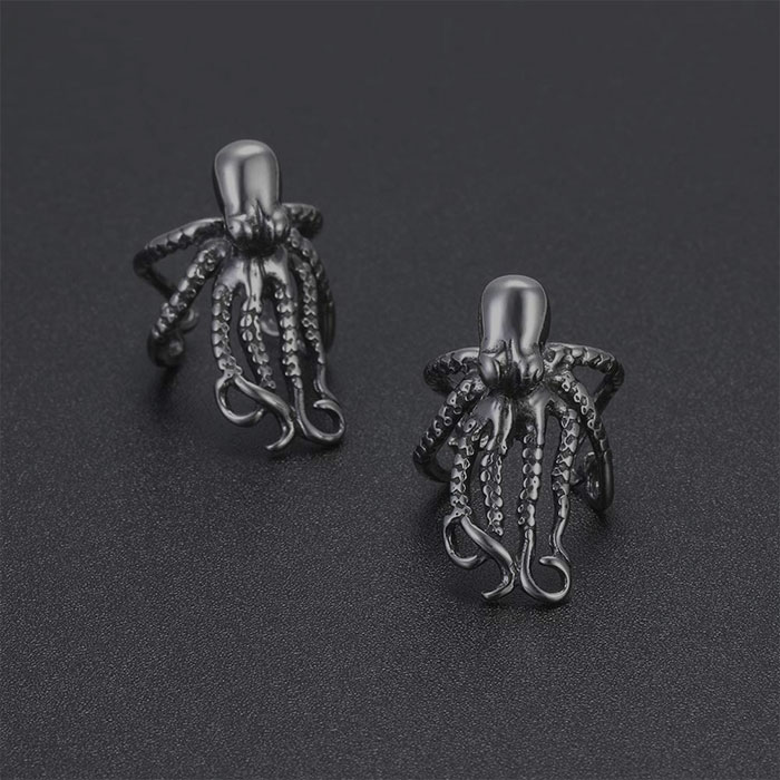 grey octopus ear cuff 