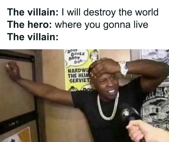 Man looking confused in a relatable "Evil Kermit" meme reacting to a clever comeback during an interview.