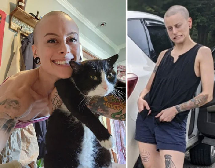 Happy With My Kitton vs. Being Told To Smile For A Photo By A Friend