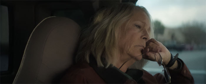 Laurie is sad sitting in the car 