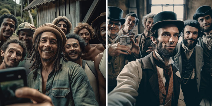 AI Time Traveller: Artist Shows How Iconic People From The Past Would Take Their Selfies (28 Pics)