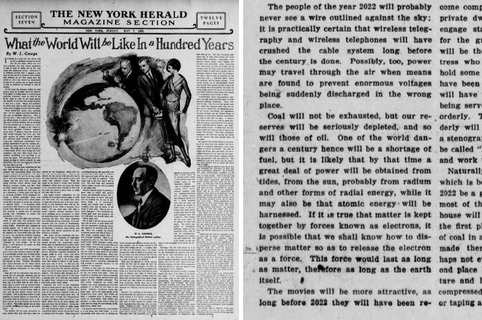 2022 Energy Predictions. New York Sunday Newspaper In 1922 May 7