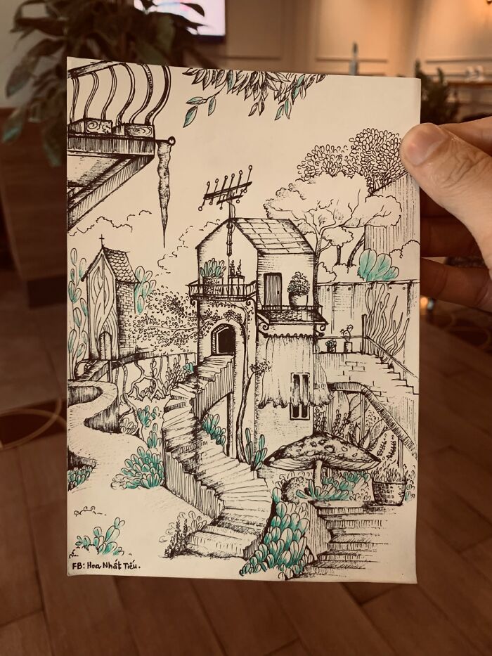 Pen Drawings Of Places I Have Seen In My Dreams (7 Pics)