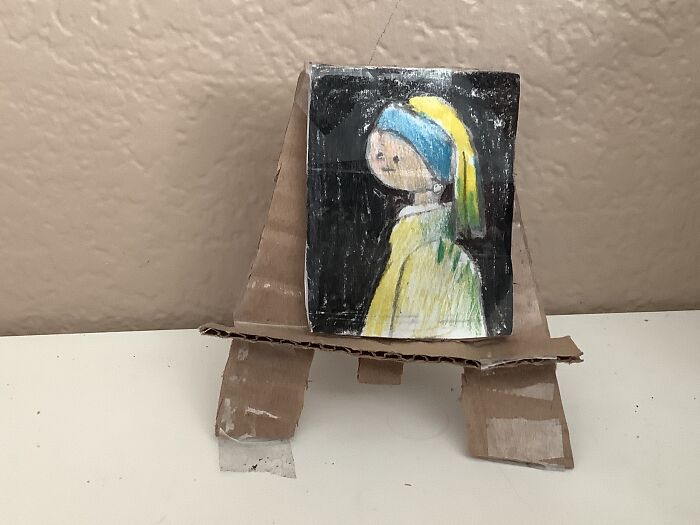 Cardboard, Paper And Colored Pencil