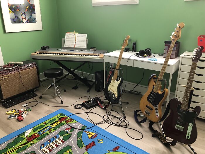 Fender Guitars And Bass, Yamaha Amp And Weighted-Key Keyboard