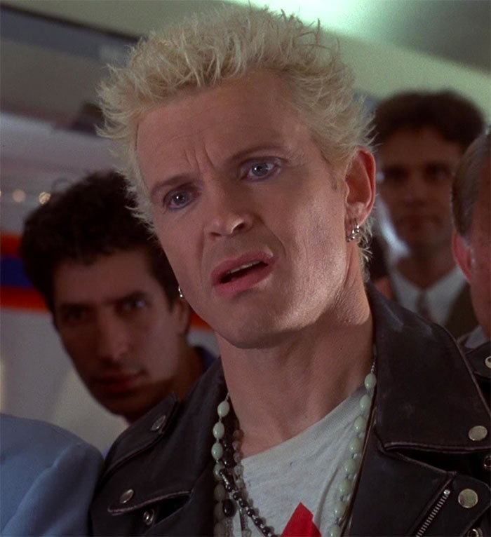 Billy Idol looking in movie The Wedding Singer
