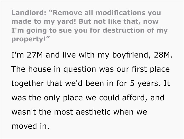 New Landlord Demands Tenants Restore The Garden To Its Original State, Loses It When He Sees It's Now Just A Patch Of Dirt New Landlord Demands Tenants Restore The Garden To Its Original State, Loses It When He Sees It's Now Just A Patch Of Dirt