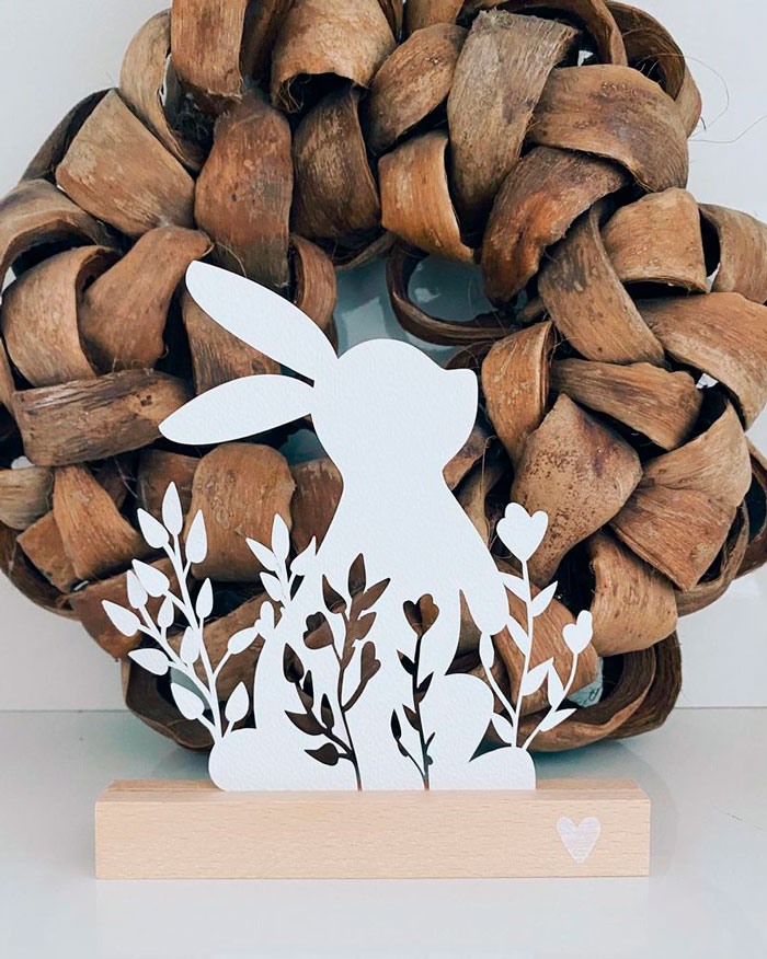 a white rabbit decor made out of a paper