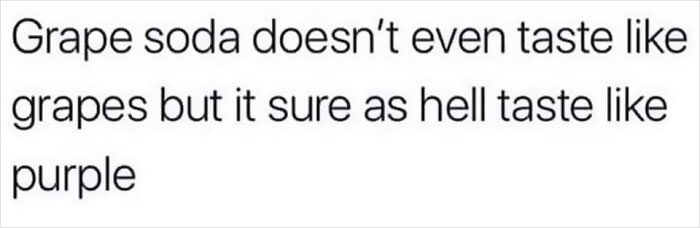Text of a dad joke about grape soda tasting like purple.