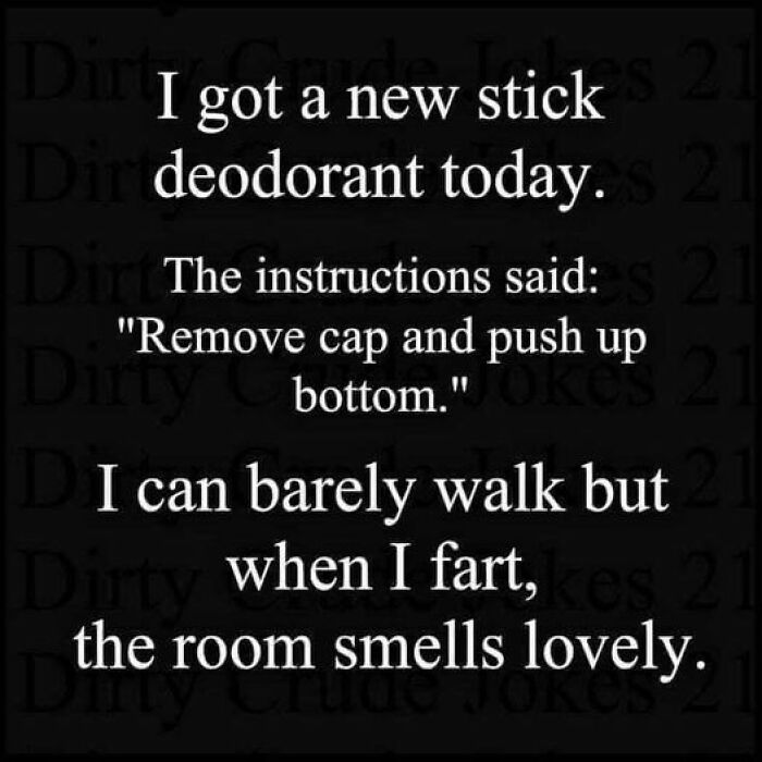 Text meme with a dad joke about deodorant application mishap for humor.