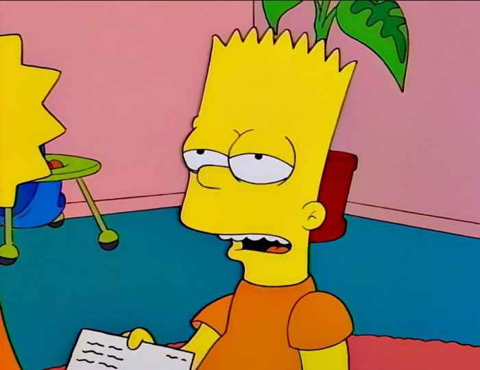 Bart is being indicated 