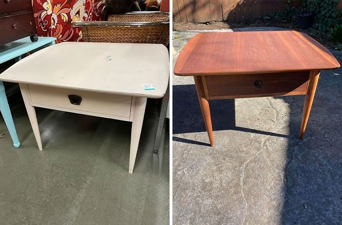 How It Started vs. How It’s Going. Now I Just Need To Reattach The Handle And All That Will Be Left Will Be To Find A Spot For It In My House (The Hard Part)