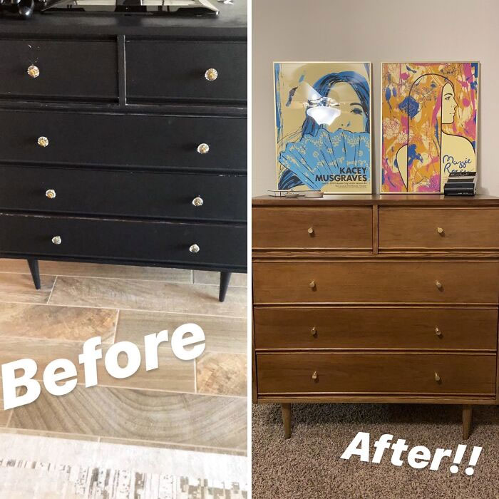 Revived A Streaky, Drab Paint Job! Not Perfect (The Wood Color Is Inconsistent, And There’s Some Dings), But I’m Jazzed It’s Finally Done